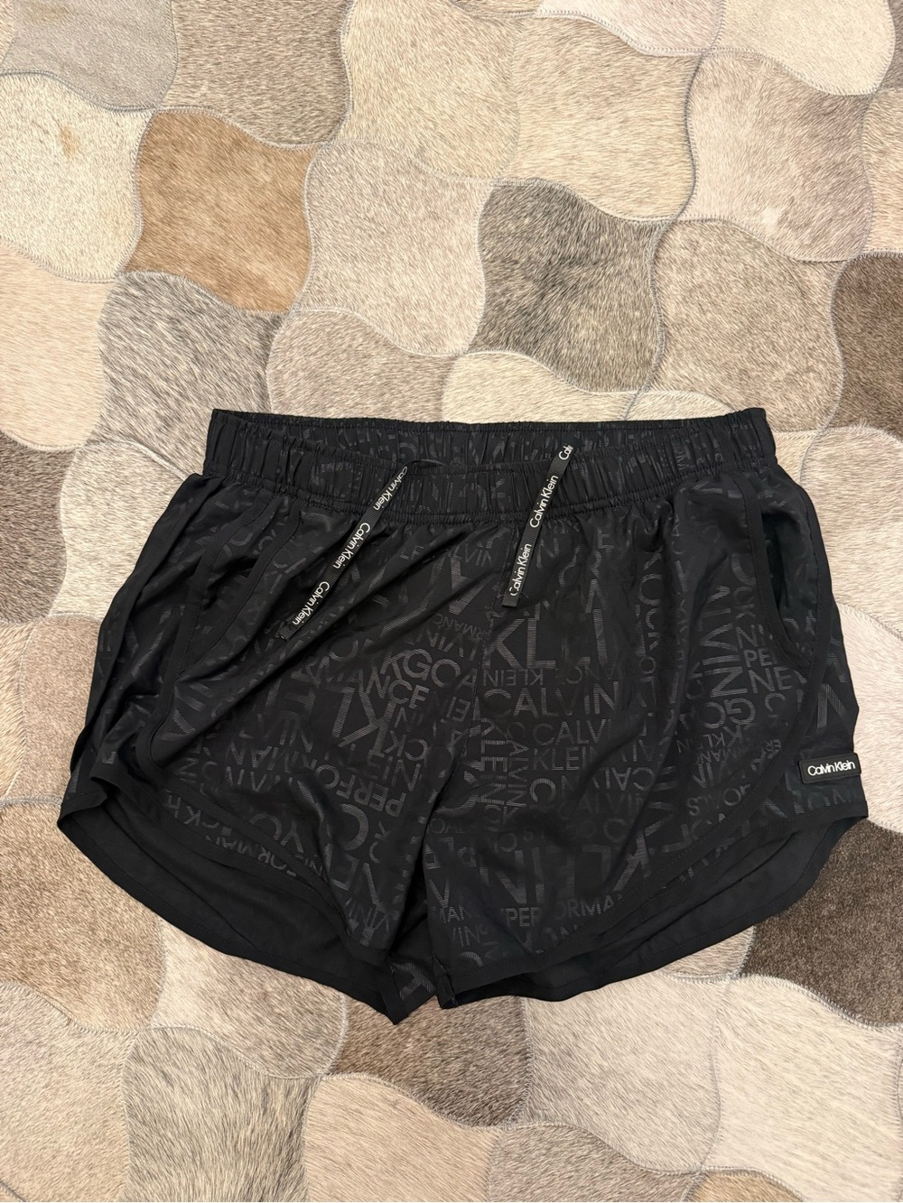 Calvin Klein Black Logo-Print Athletic Shorts